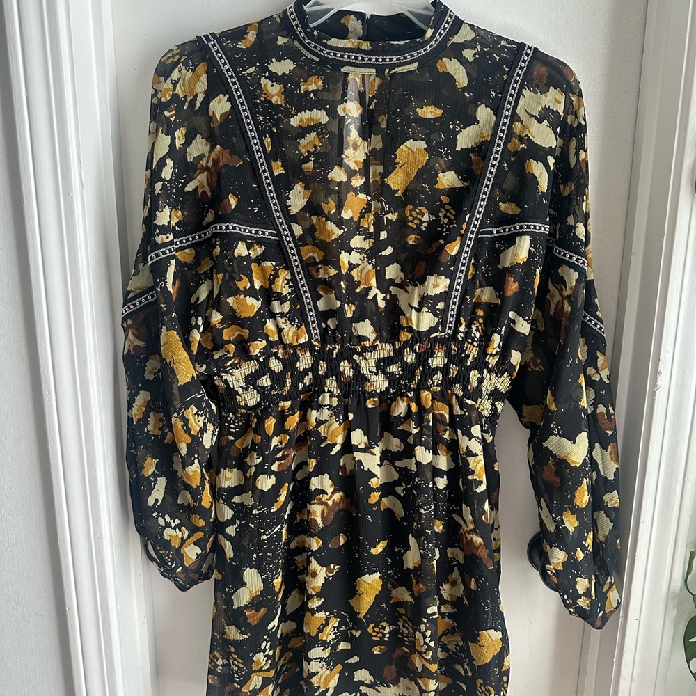 Topshop Black and Gold Floral Dress